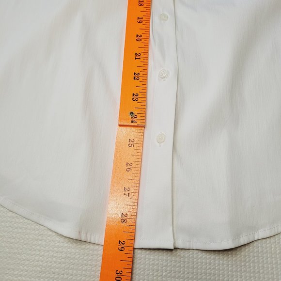 Time and Tru White Button Down Shirt Women's Large Preppy Career Casual Classic - Picture 8 of 12